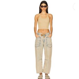 NWT Free People We The Free Moxie Low Slung Barrel Jeans in Cowboy Size 27